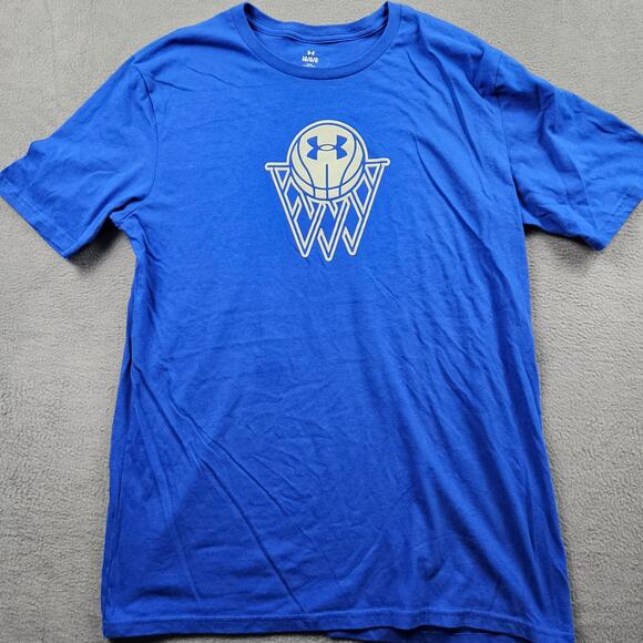 Under Armour Basketball Hoop Shirt Big Boys Size L Blue - Picture 1 of 8